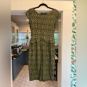Anthropologie Olive Patterned Midi Dress